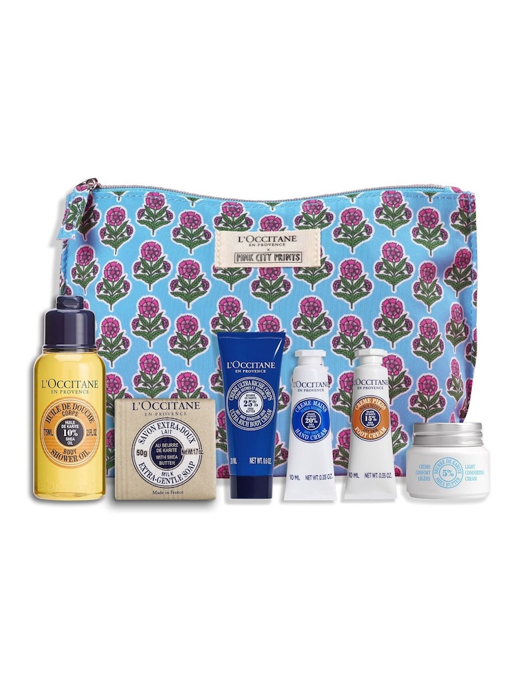 L'Occitane Blue Shea Discovery Collection x Pink City Print Bath and Body Gift Set (Worth £29) - Image 1 of 3