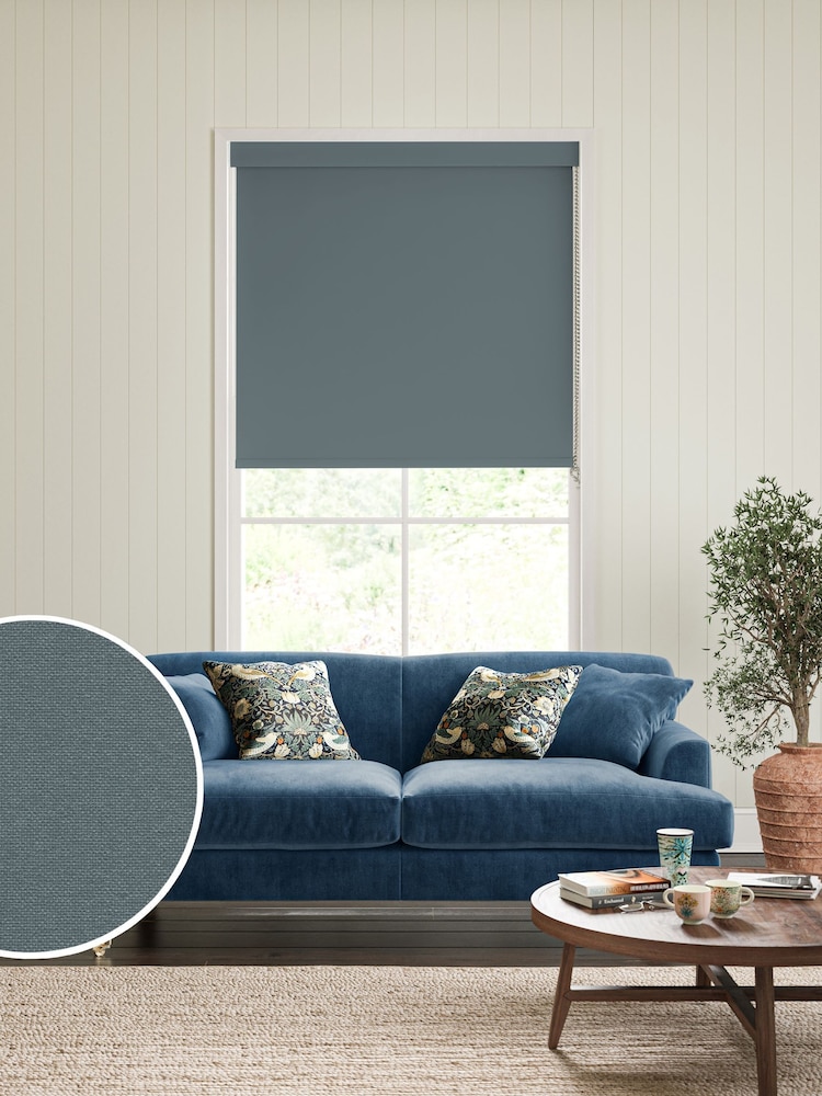 William Morris At Home Woad Blue Waltham Made to Measure Roller Blind - Image 1 of 7