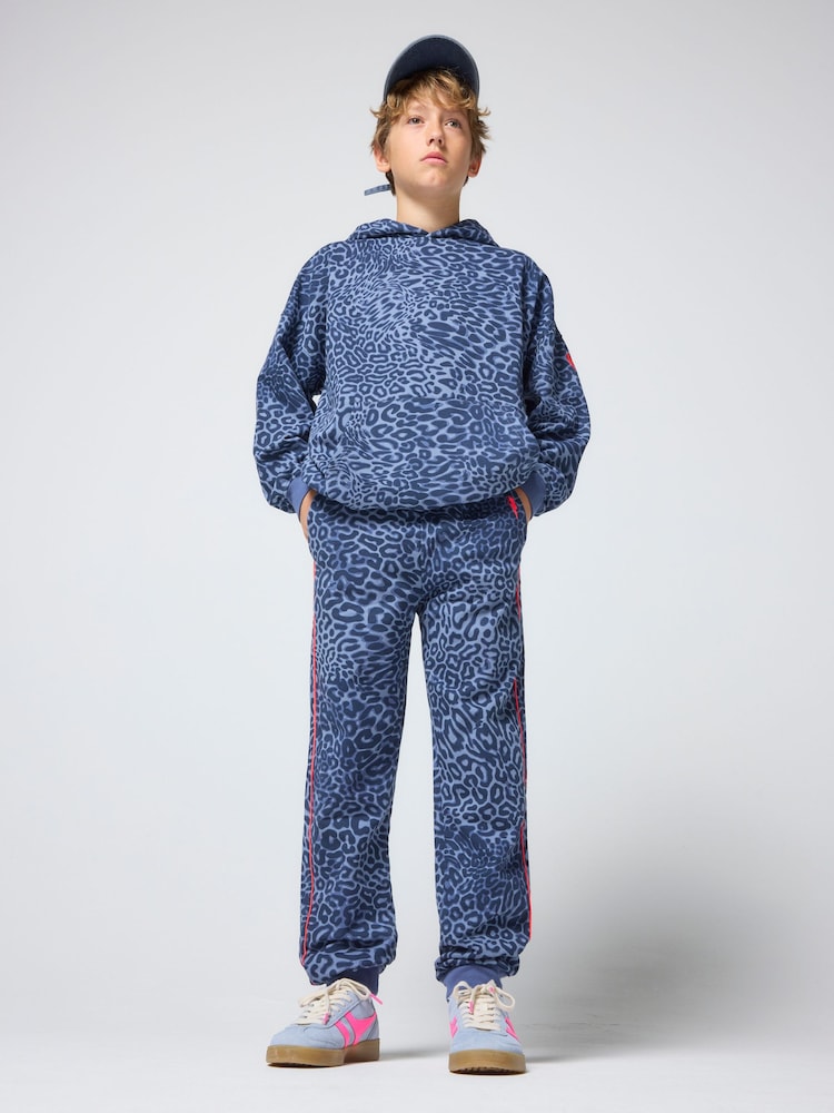 SCAMP & DUDE Blue Kids Leopard Ray Bolt Hoodie - Image 1 of 3 SCAMP & DUDE Blue Kids Leopard Ray Bolt Hoodie - Image 1 of 3