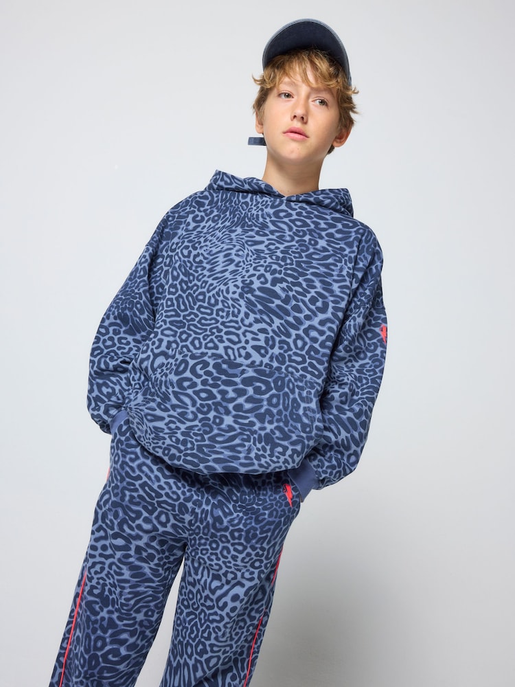 SCAMP & DUDE Blue Kids Leopard Ray Bolt Hoodie - Image 2 of 3 SCAMP & DUDE Blue Kids Leopard Ray Bolt Hoodie - Image 2 of 3