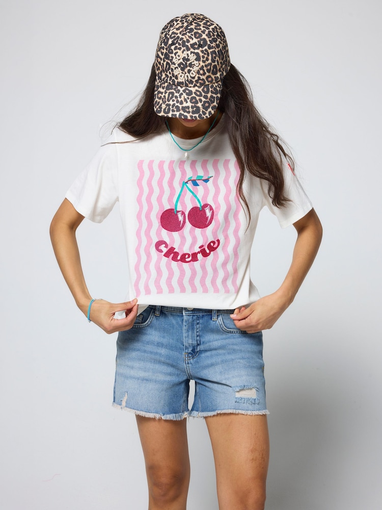 SCAMP & DUDE White Cherry Print T-Shirt - Image 1 of 4 SCAMP & DUDE White Cherry Print T-Shirt - Image 1 of 4