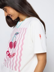SCAMP & DUDE White Cherry Print T-Shirt - Image 4 of 4