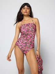 SCAMP & DUDE Pink Paradise Cheetah Bandeau Swimsuit - Image 1 of 6