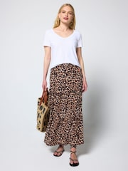 SCAMP & DUDE Natural Jaguar Tiered Midi Skirt - Image 1 of 5