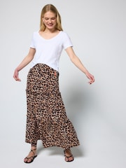 SCAMP & DUDE Natural Jaguar Tiered Midi Skirt - Image 3 of 5