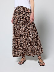 SCAMP & DUDE Natural Jaguar Tiered Midi Skirt - Image 4 of 5