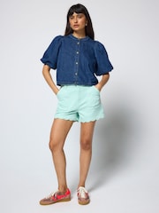 SCAMP & DUDE Blue Puff Sleeve Denim Shacket - Image 2 of 3
