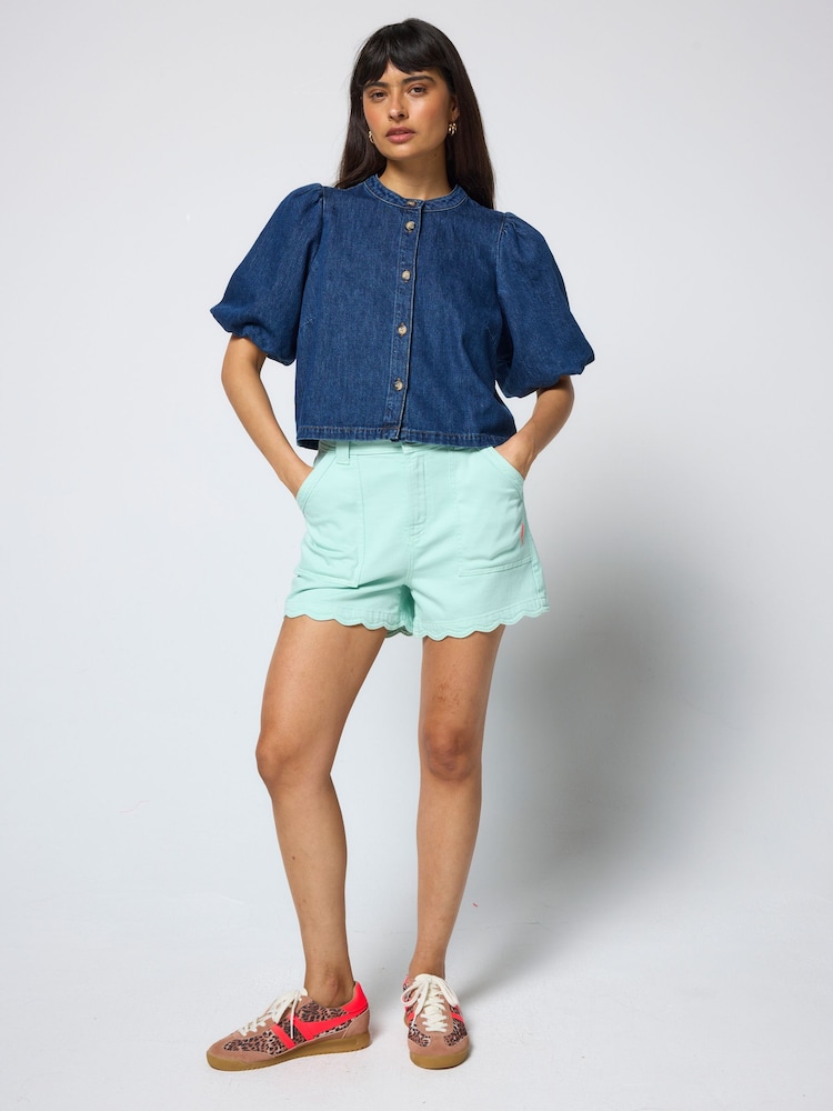 SCAMP & DUDE Blue Puff Sleeve Denim Shacket - Image 2 of 3