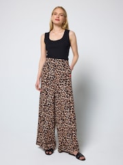 SCAMP & DUDE Natural Jaguar Printed Wide Leg Trousers - Image 2 of 6