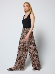 SCAMP & DUDE Natural Jaguar Printed Wide Leg Trousers - Image 3 of 6