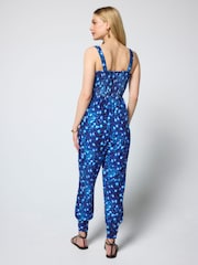 SCAMP & DUDE Blue Paradise Cheetah Jersey Jumpsuit - Image 3 of 5