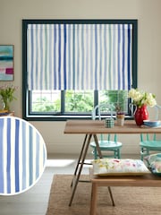 Bluebellgray Blue Sunday Stripe Made To Measure Roman Blinds - Image 1 of 7