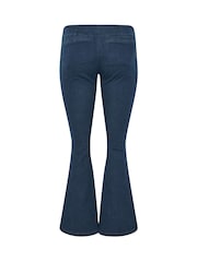 PixieGirl Petite Blue Zip Front Kick Flare Jeans - Image 6 of 6
