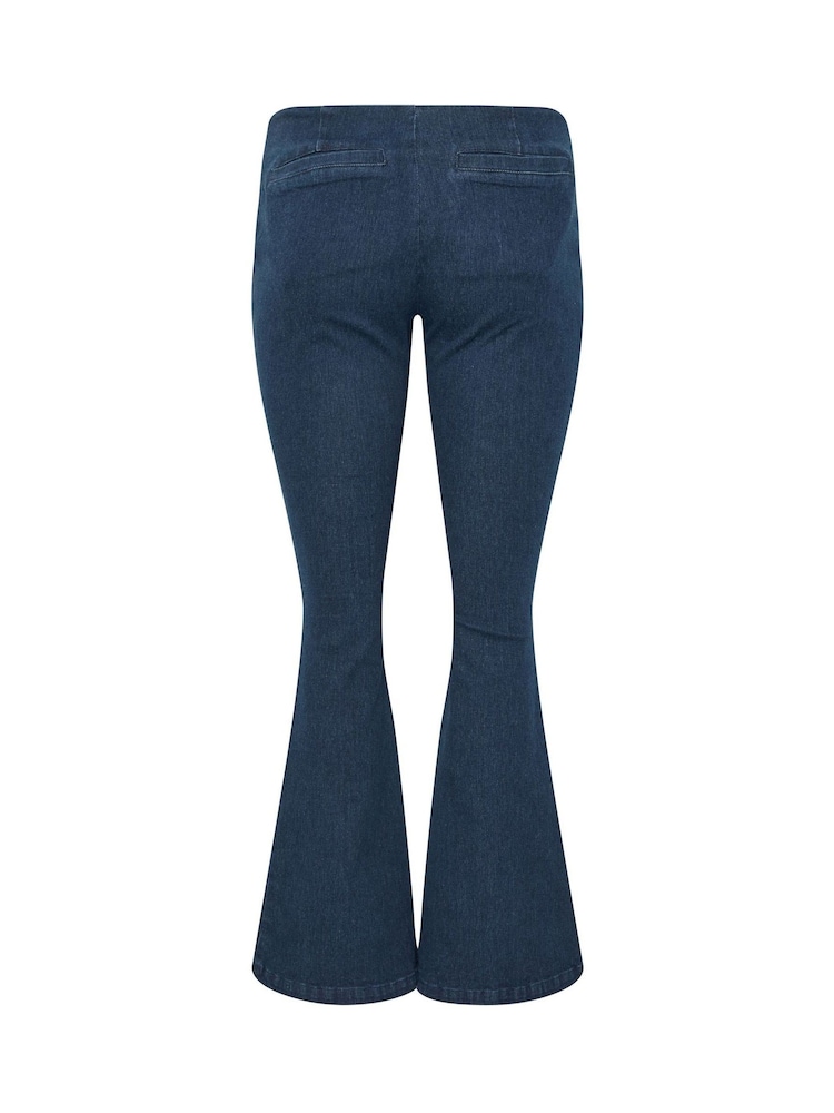 PixieGirl Petite Blue Zip Front Kick Flare Jeans - Image 6 of 6 PixieGirl Petite Blue Zip Front Kick Flare Jeans - Image 6 of 6