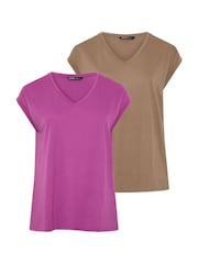 Yours Curve Purple Core Short Sleeve T-Shirts 2 Pack - Image 1 of 8