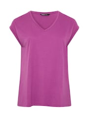 Yours Curve Purple Core Short Sleeve T-Shirts 2 Pack - Image 3 of 8
