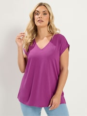 Yours Curve Purple Core Short Sleeve T-Shirts 2 Pack - Image 4 of 8