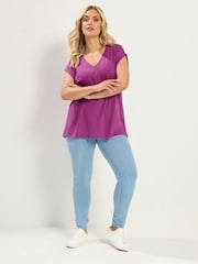 Yours Curve Purple Core Short Sleeve T-Shirts 2 Pack - Image 5 of 8
