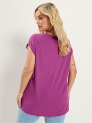 Yours Curve Purple Core Short Sleeve T-Shirts 2 Pack - Image 7 of 8