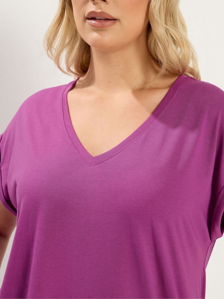 Yours Curve Purple Core Short Sleeve T-Shirts 2 Pack - Image 8 of 8 Yours Curve Purple Core Short Sleeve T-Shirts 2 Pack - Image 8 of 8