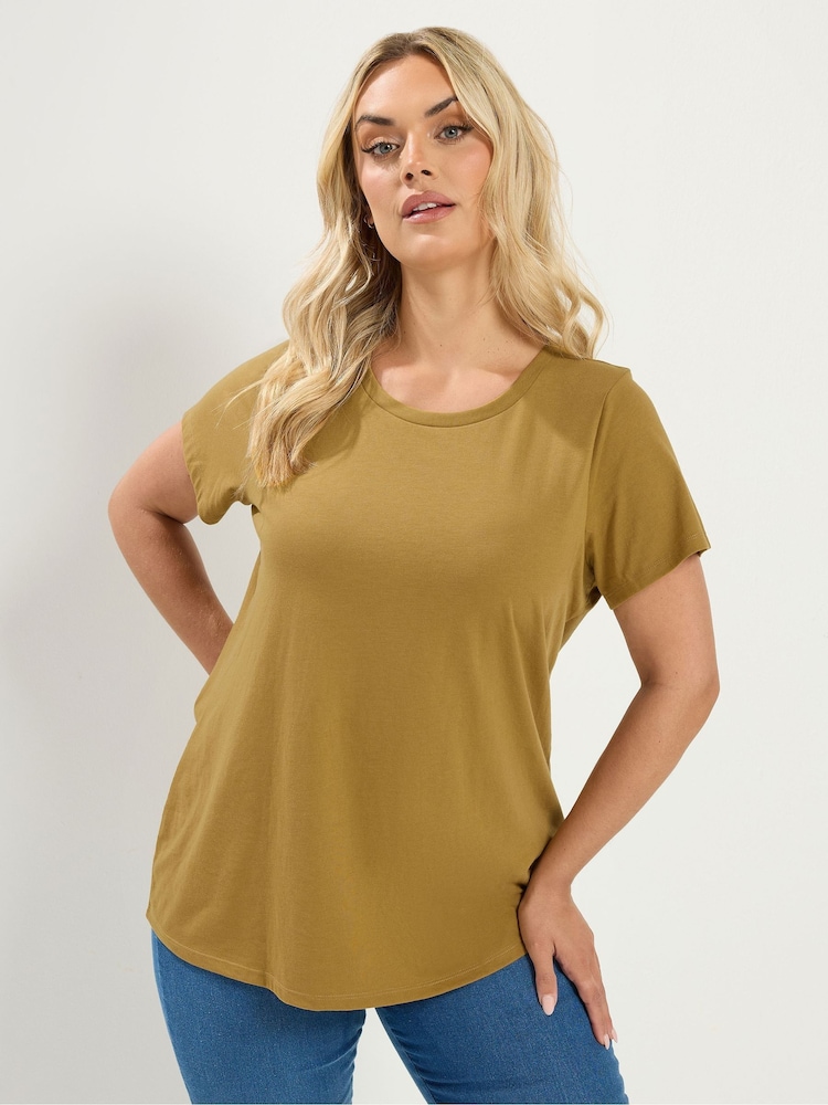 Yours Curve Green Core Short Sleeve T-Shirts 3 Pack - Image 2 of 6 Yours Curve Green Core Short Sleeve T-Shirts 3 Pack - Image 2 of 6