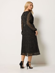 M&Co Black Printed Pleated Chiffon Dress - Image 3 of 6
