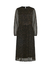 M&Co Black Printed Pleated Chiffon Dress - Image 5 of 6