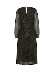 M&Co Black Printed Pleated Chiffon Dress - Image 6 of 6