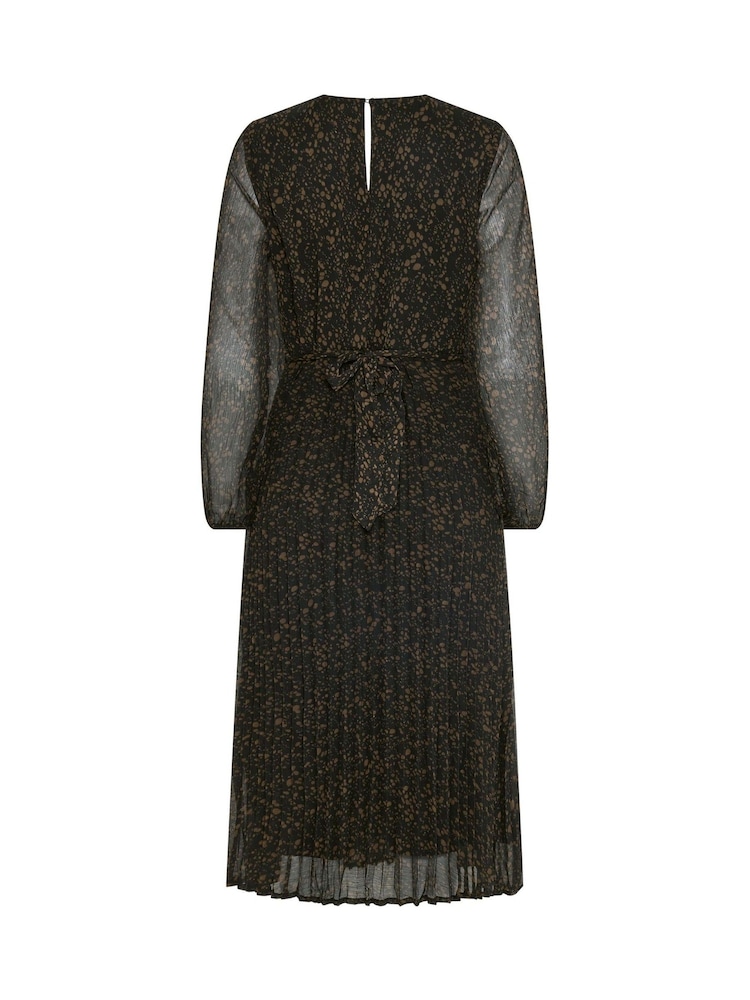 M&Co Black Printed Pleated Chiffon Dress - Image 6 of 6