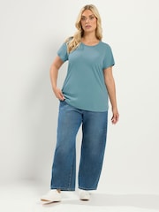 Yours Curve Blue Core Short Sleeve T-Shirts 2 Pack - Image 7 of 10