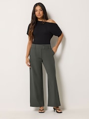 PixieGirl Petite Grey 3 Button Wide Leg Trousers - Image 1 of 6