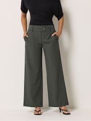 PixieGirl Petite Grey 3 Button Wide Leg Trousers - Image 2 of 6