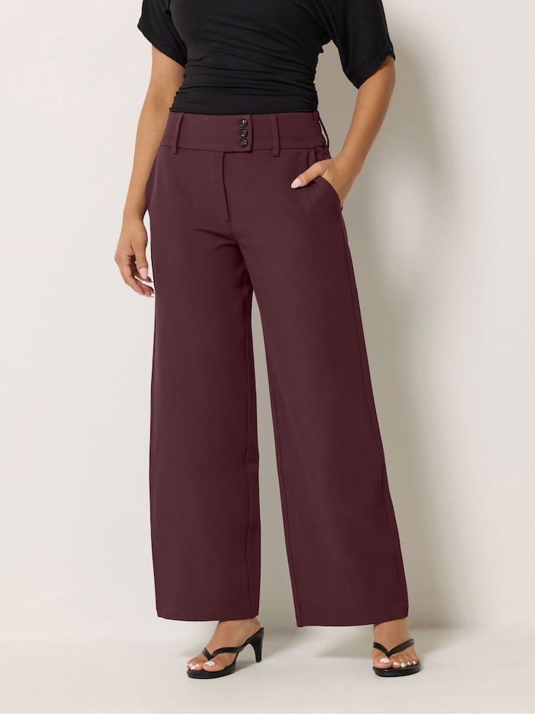 PixieGirl Petite Red 3 Button Wide Leg Trousers - Image 2 of 6