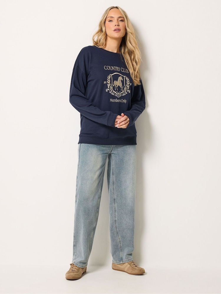 Long Tall Sally Blue Country Club Embroidered Sweatshirt - Image 2 of 6