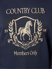 Long Tall Sally Blue Country Club Embroidered Sweatshirt - Image 4 of 6