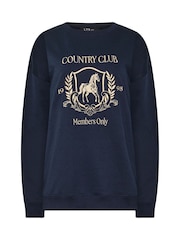 Long Tall Sally Blue Country Club Embroidered Sweatshirt - Image 5 of 6