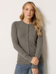 Long Tall Sally Grey Crew Neck Button Cardigan - Image 1 of 5