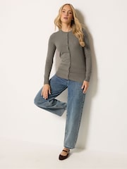 Long Tall Sally Grey Crew Neck Button Cardigan - Image 2 of 5