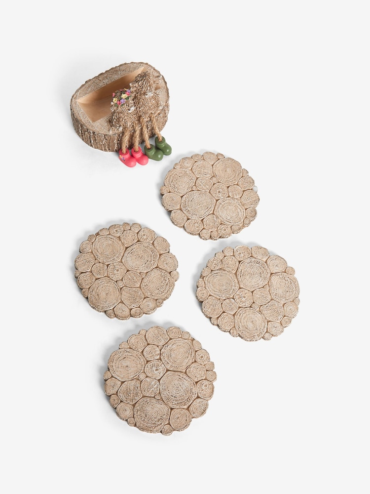 Set of 4 Natural Hamish The Highland Cow Coasters with Holder - Image 4 of 4