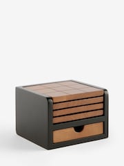 Set of 4 Natural Bronx Noughts and Crosses Coasters - Image 1 of 2