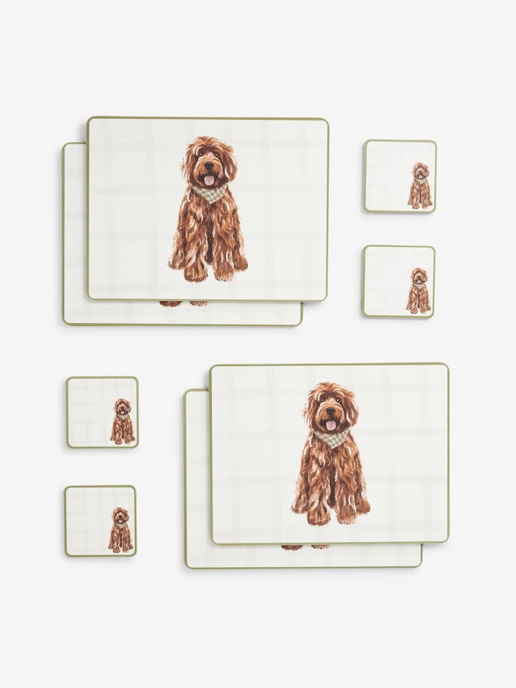Green Louie the Labradoodle Corkback Placemats and Coasters - Image 1 of 4