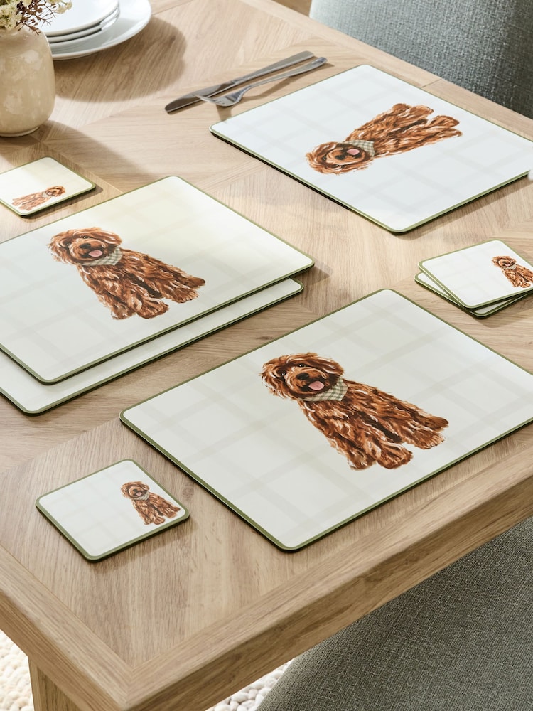 Green Louie the Labradoodle Corkback Placemats and Coasters - Image 2 of 4