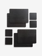 Set of 4 Black Wooden Placemats and Coasters - Image 1 of 1