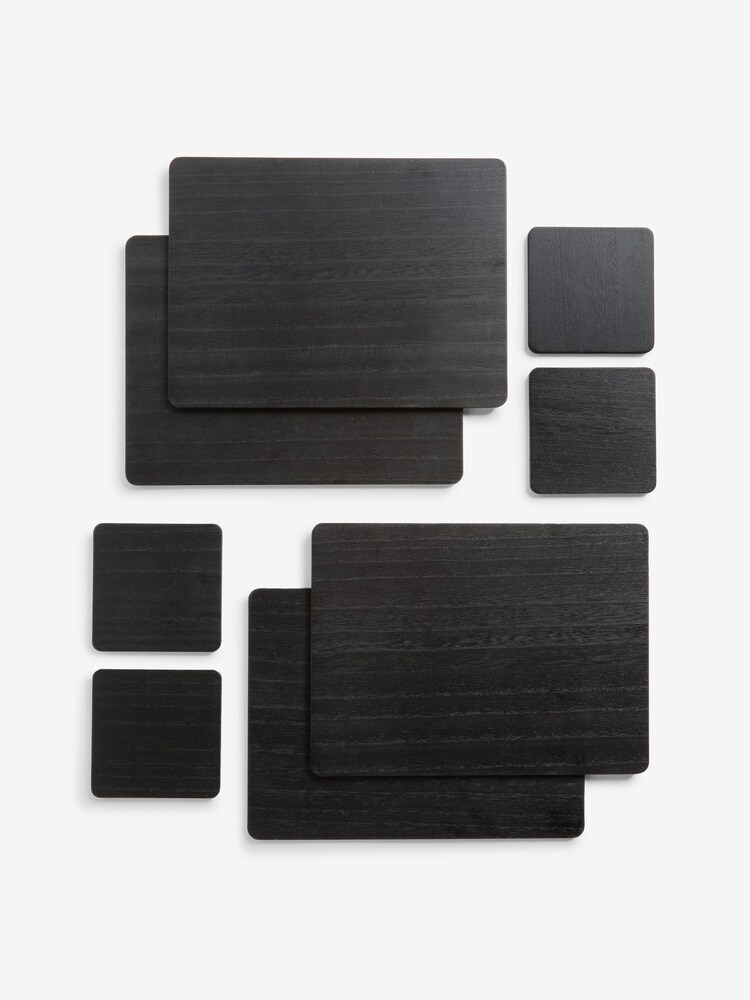 Set of 4 Black Wooden Placemats and Coasters - Image 1 of 1