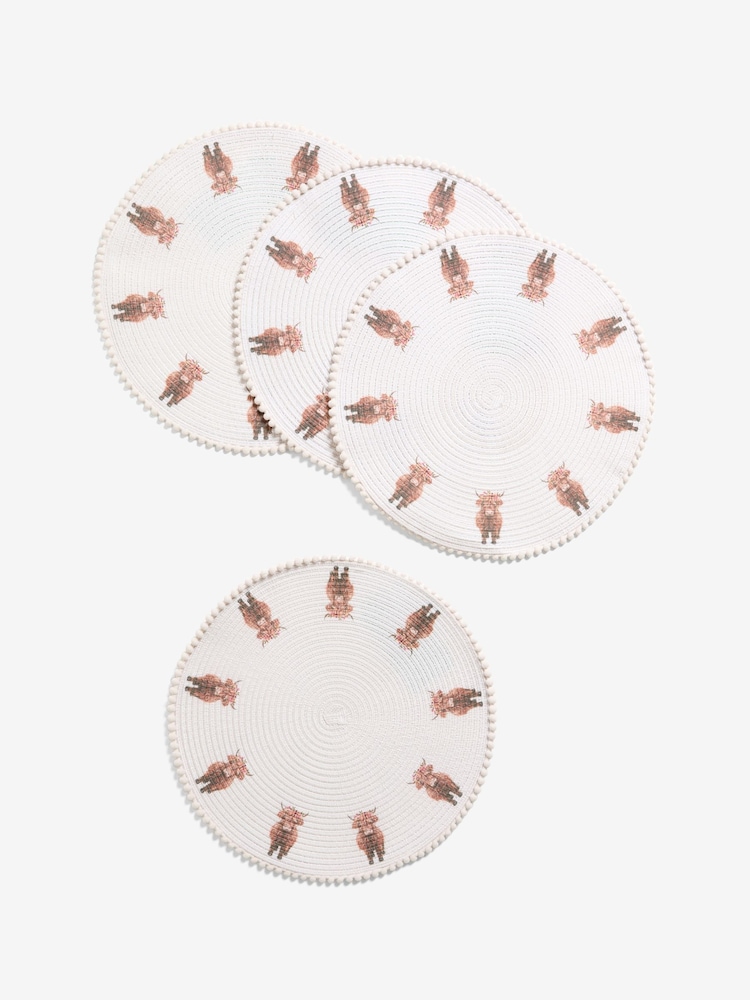 Set of 4 Hamish The Highland Cow Pom Trim Placemats - Slika 1 iz 1