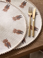 Set of 4 Natural Hamish The Highland Cow Pom Trim Placemats - Image 3 of 4