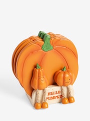 Set of 4 Orange Pumpkin Coasters with Holder - Image 3 of 3