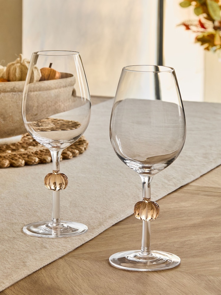 Set of 2 Pumpkin Stem Wine Glasses - Imagen 2 de 5
