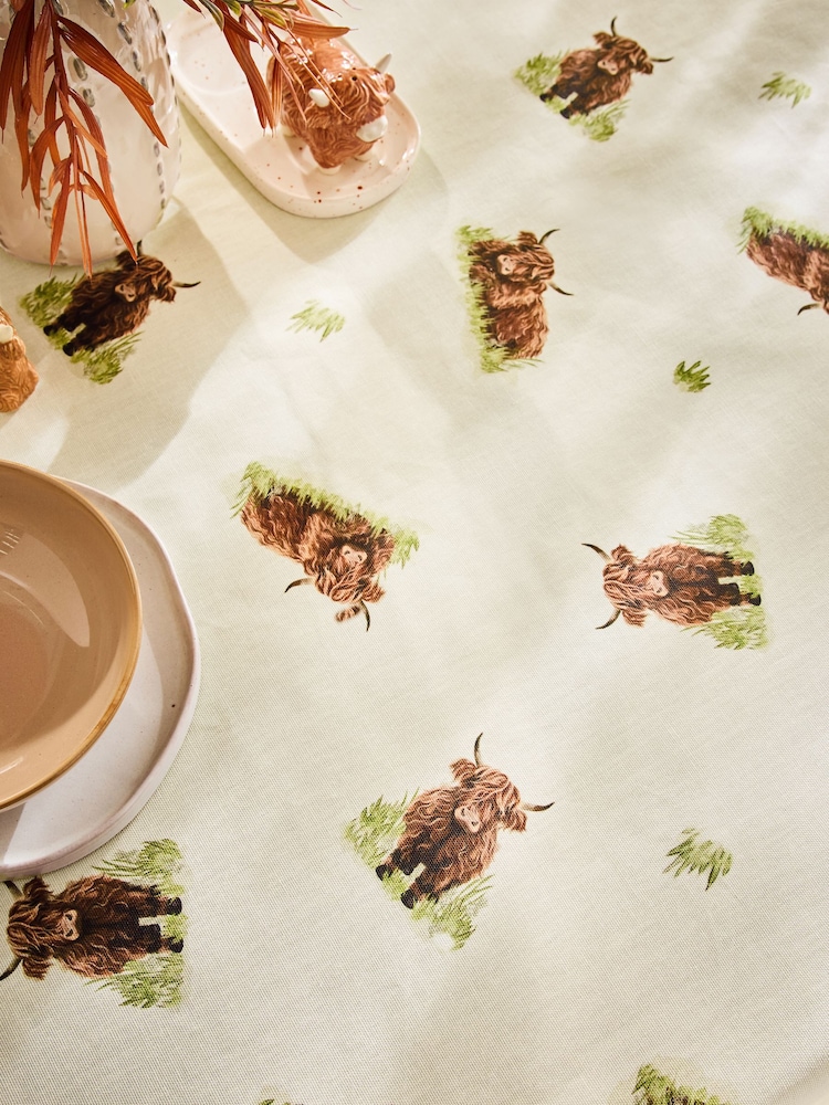 Natural Hamish The Highland Cow Wipe Clean Tablecloth - Image 2 of 2