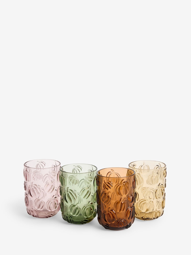 Set of 4 Pumpkin Pressed Tumbler Glasses - Bild 1 von 1